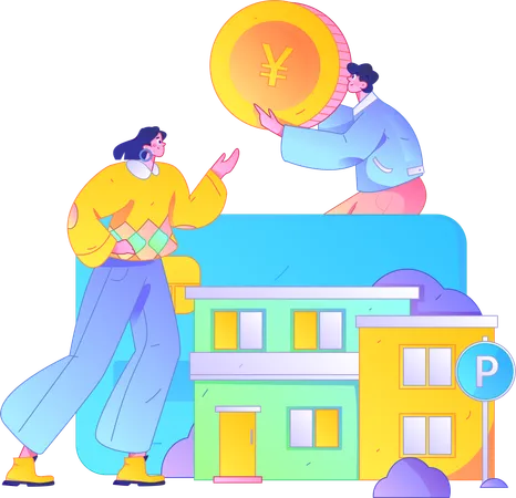 People getting house loan  Illustration