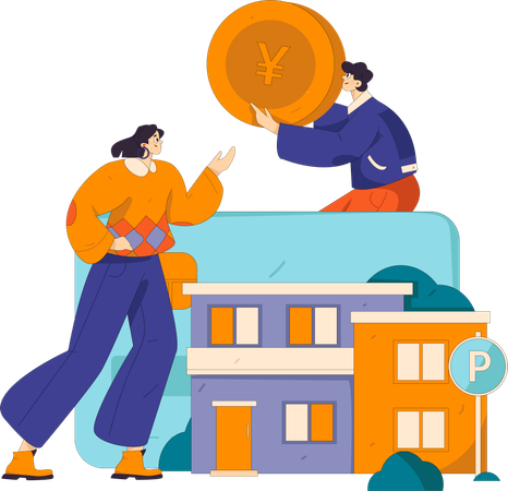 People getting house loan  Illustration