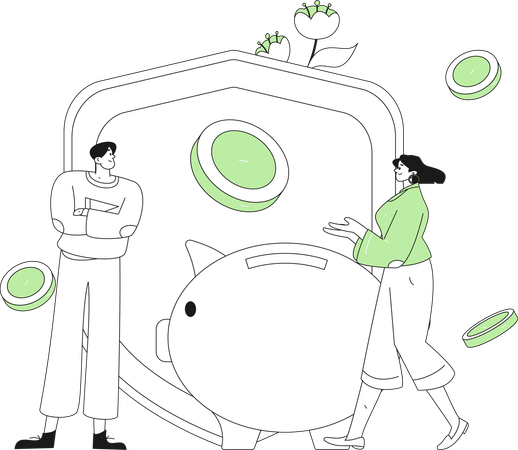 People getting investment security  Illustration