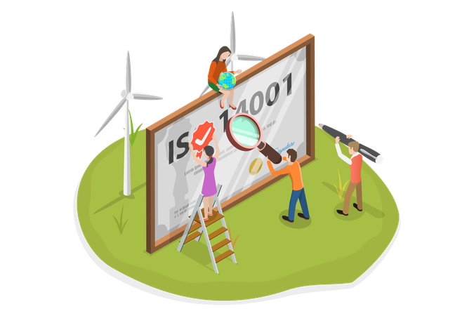 People getting ISO Certification  Illustration