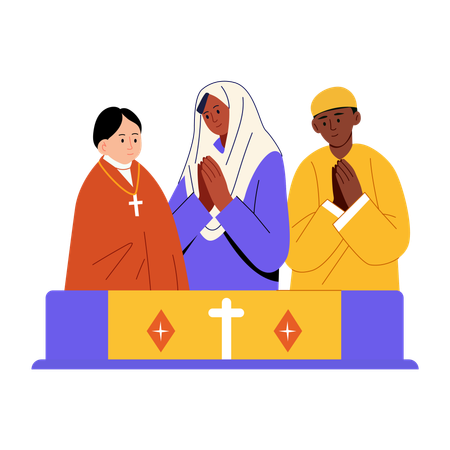People getting religious freedom  Illustration