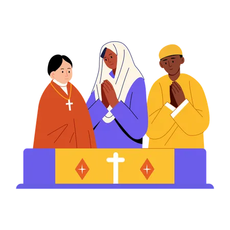 People getting religious freedom  Illustration