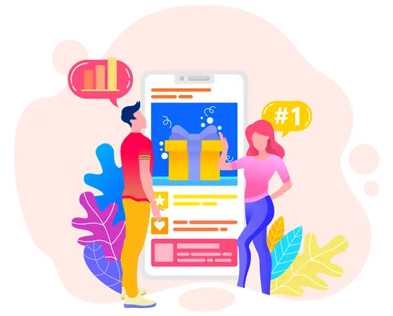 People getting shopping reward  Illustration