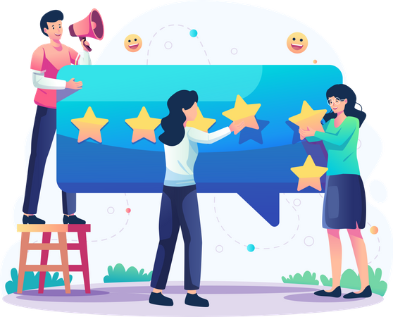 People give five star ratings  Illustration