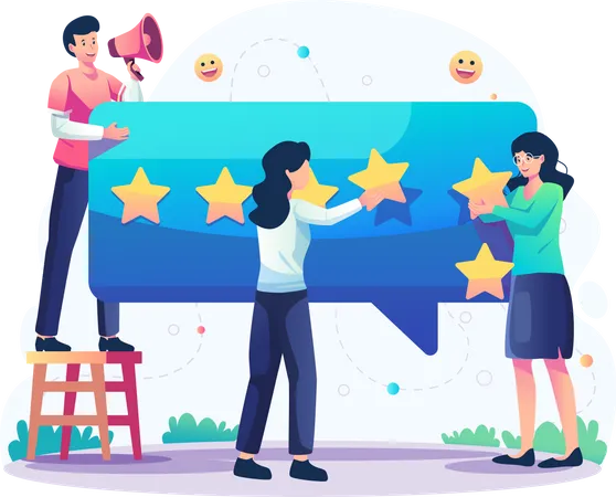 People give five star ratings  Illustration