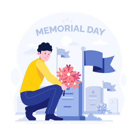 People give respects on memorial day  Illustration