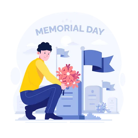 People give respects on memorial day  Illustration