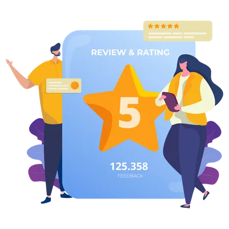 Customers giving reviews Illustration