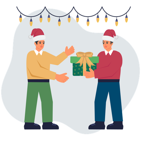 People giving christmas gift  Illustration