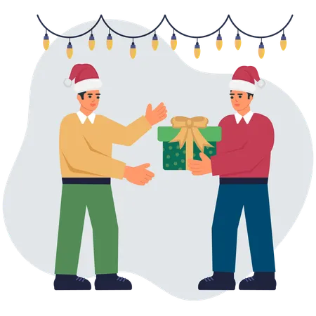 People giving christmas gift  Illustration