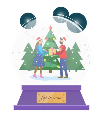 People giving christmas gift  Illustration