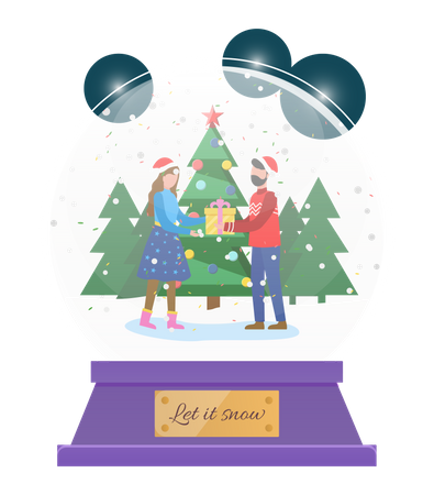 People giving christmas gift  일러스트레이션