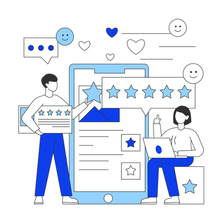 People giving Customer Satisfaction and Feedback  Illustration