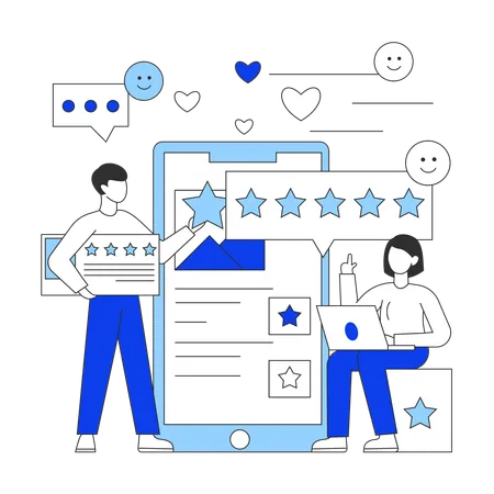 People giving Customer Satisfaction and Feedback  Illustration