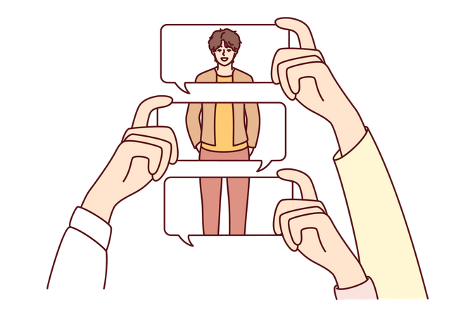 People giving different opinions of a person  Illustration