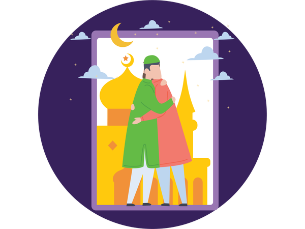 People giving Eid Greeting  Illustration