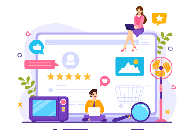 People giving Electronics Product Review  Illustration