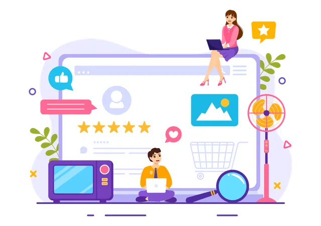 People giving Electronics Product Review  Illustration