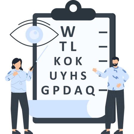 People giving eye test  Illustration