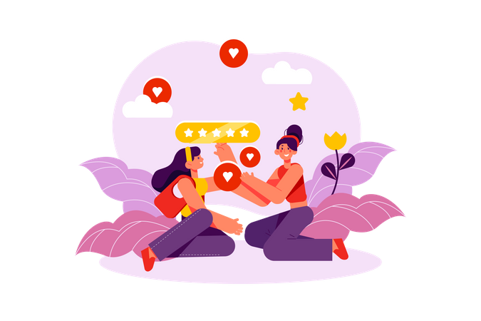People giving feedback for online product  Illustration