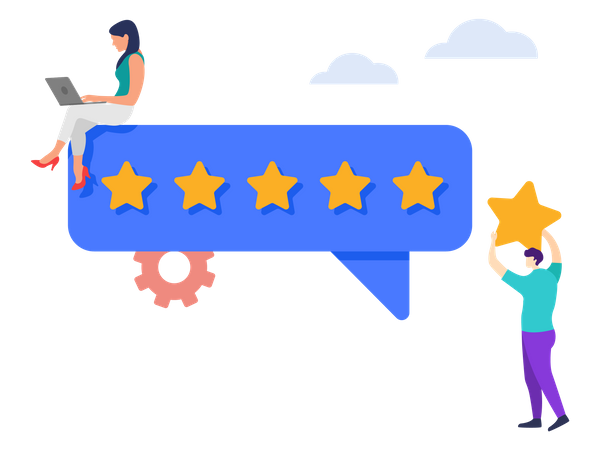 People giving five star feedback  Illustration