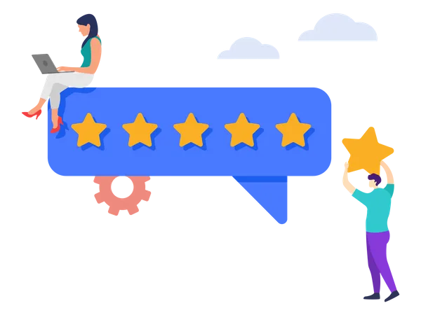 People giving five star feedback  Illustration