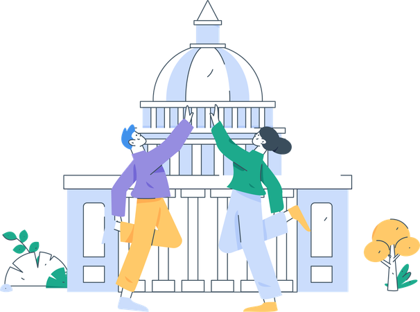 People giving high five  Illustration