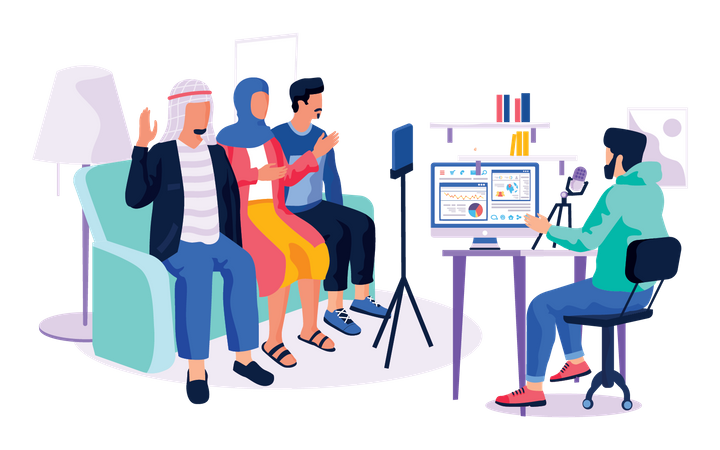 People giving interview Illustration