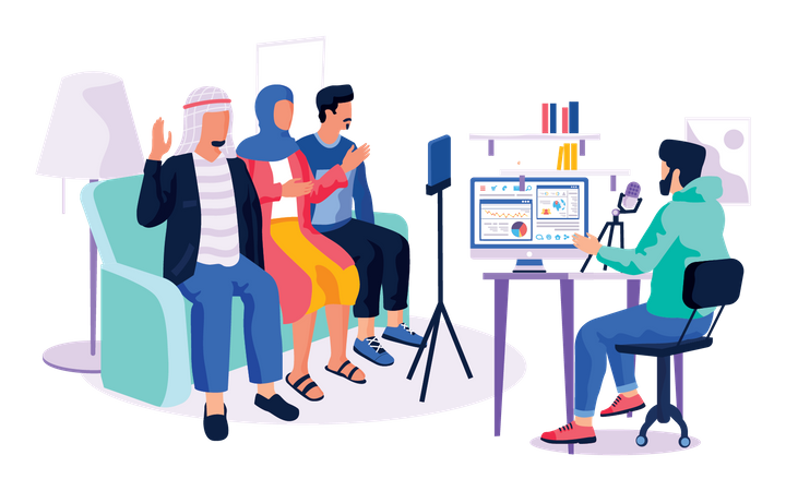 People giving interview  Illustration