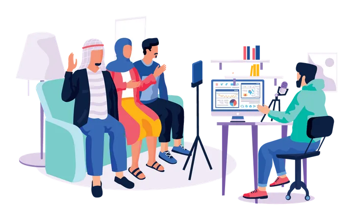 People giving interview  Illustration