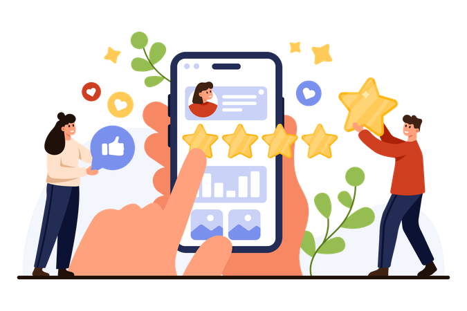 People giving Mobile Feedback Rating  Illustration