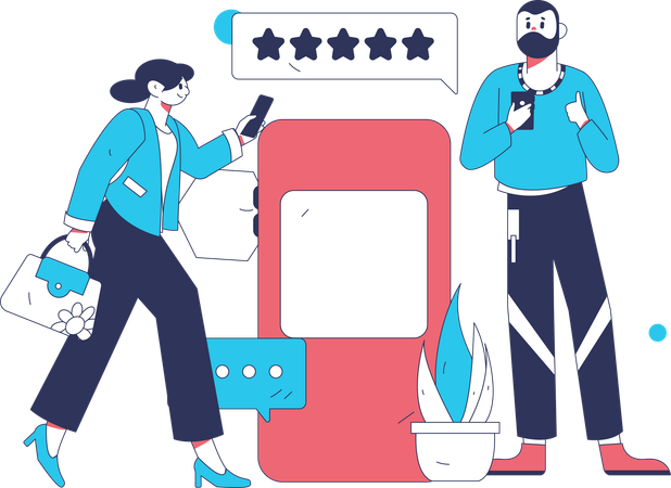 People giving mobile review  Illustration