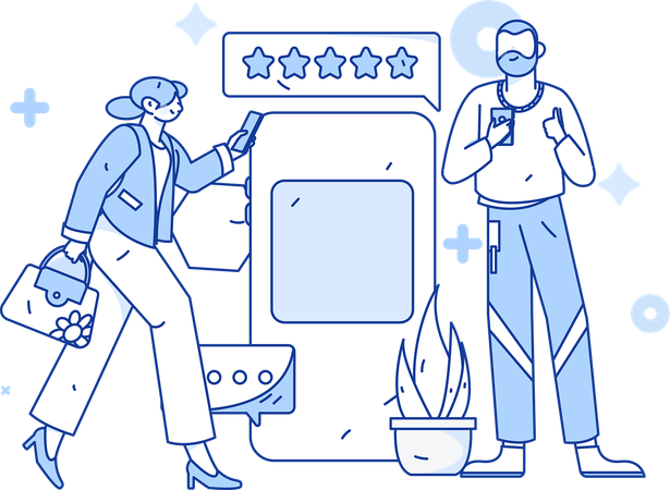 People giving mobile review  Illustration