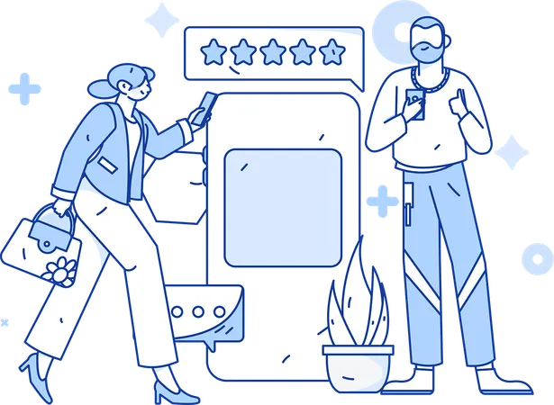 People giving mobile review  Illustration