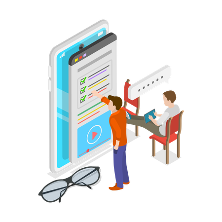 People giving online feedback  Illustration