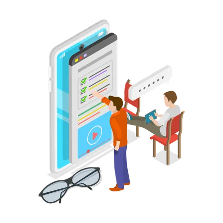 People giving online feedback  Illustration