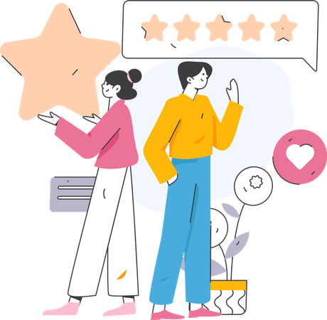People giving online ratings  Illustration