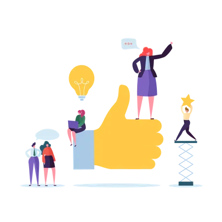 People giving product feedback  Illustration