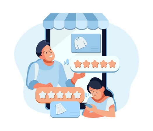 People giving product review  Illustration