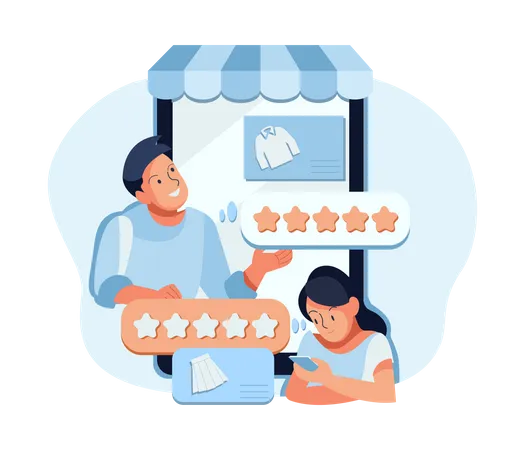 People giving product review  Illustration