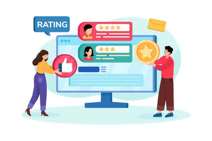 People giving rating to social profile Illustration