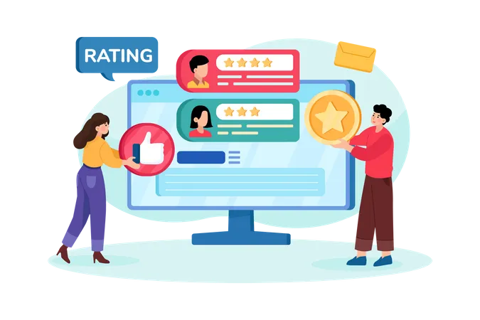 People giving rating to social profile  Illustration