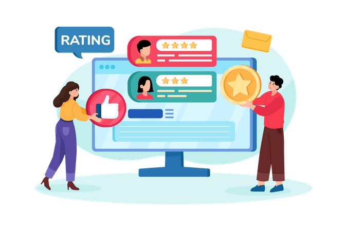 People giving rating to social profile  Illustration