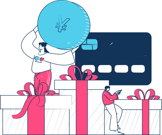 People giving shopping discount  Illustration