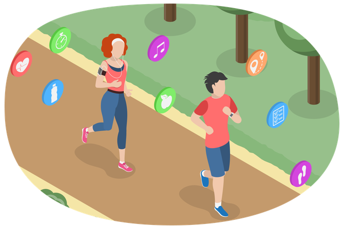 People going for Morning Jogging  Illustration