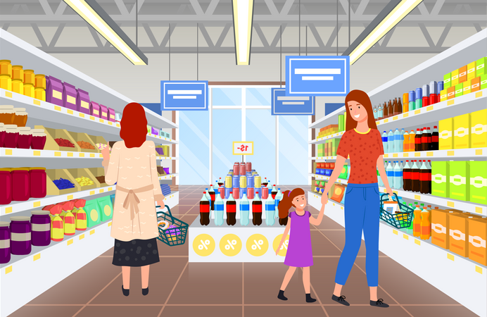 People going for shopping at Superstore  Illustration