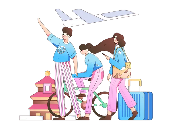 People going on overseas journey  Illustration