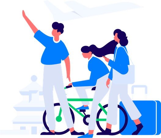 People going on overseas journey  Illustration