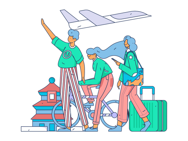 People going on overseas journey  Illustration