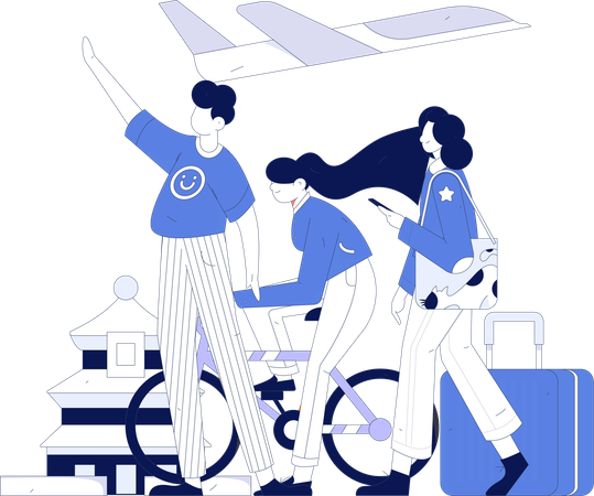 People going on overseas journey  Illustration